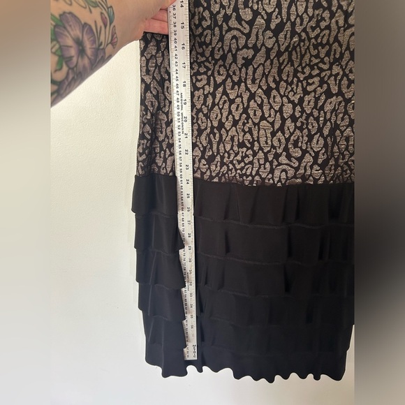 Joseph Ribkoff Dress Cheetah Ruffles Sleeveless Boat Neck Formal Occasion - Picture 4 of 7